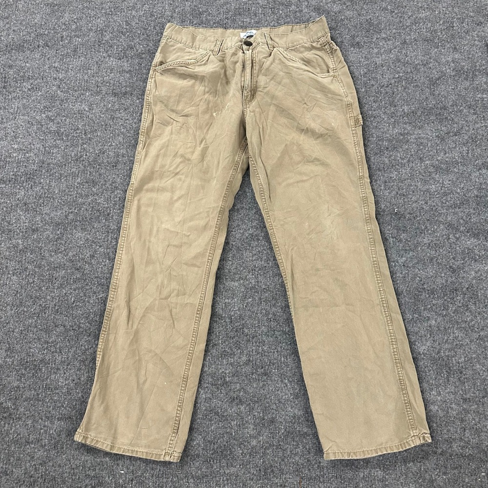 Blue Mountain Carpenter Pants Mens Size 36x34 Tan Cotton Canvas Utility Workwear